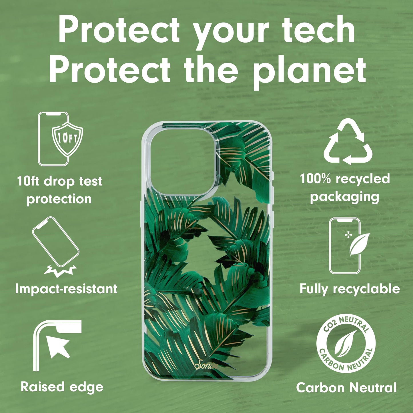 Sonix Case for iPhone 15 Pro | Compatible with MagSafe | 10ft Drop Tested | Bahama Palm Leaves