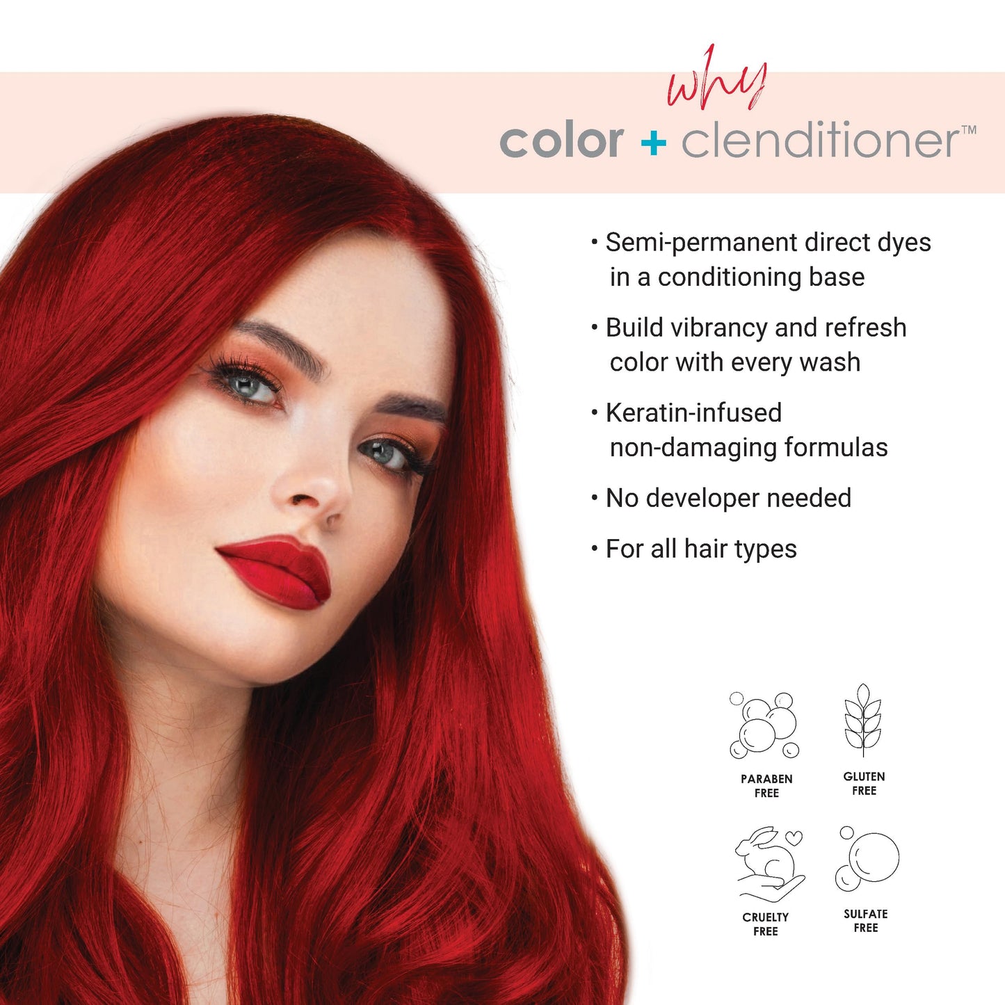 Keracolor Clenditioner RED Hair Dye - Semi Permanent Hair Color Depositing Conditioner, Cruelty-free, 12 Fl. Oz.