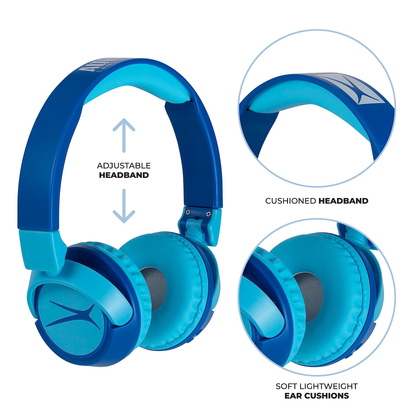 Altec Lansing Kid Safe 2-in-1 Wireless Bluetooth Headphones - Crystal Clear Sound, Safe Volume Limiting, Foldable Design - Enjoy Audio and Protect Your Child's Hearing