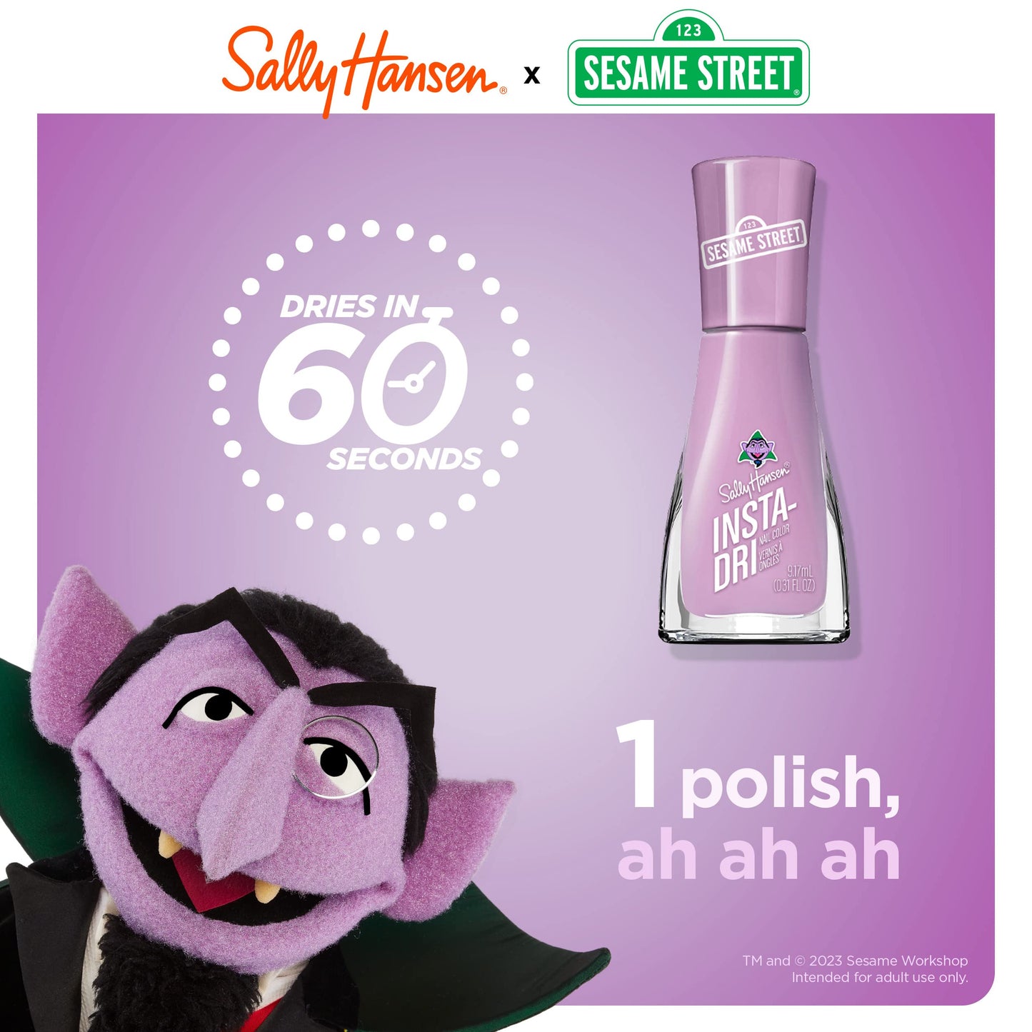 125 Sally Hansen Insta-Dri - Sesame Street Collection - Nail Polish - 1 Polish, Ah Ah Ah - 0.31 fl oz