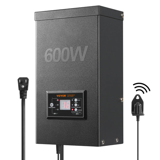 VEVOR 600W Low Voltage Landscape Transformer with Timer and Photocell Sensor, Waterproof Landscape Lighting Transformer, 120V AC to 12V/14V AC for Outdoor, Spotlight, Pathway Light, ETL.