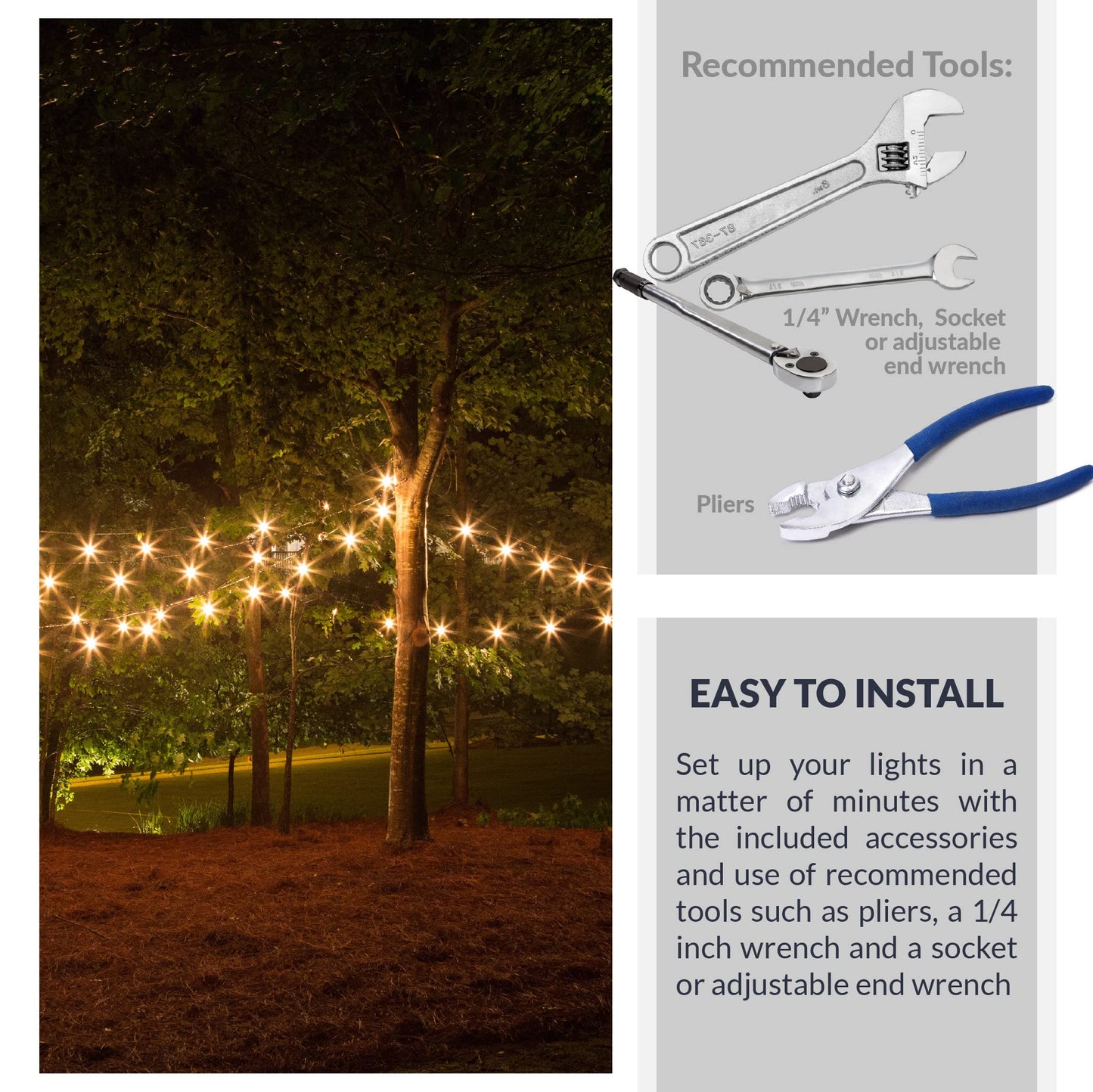 Newhouse Lighting STRINGKIT2 Stainless Steel Hanging/Suspension Kit with Vinyl Coated Wire for Outdoor Patio Lights up to 48 ft. Includes Turnbuckle and Hooks