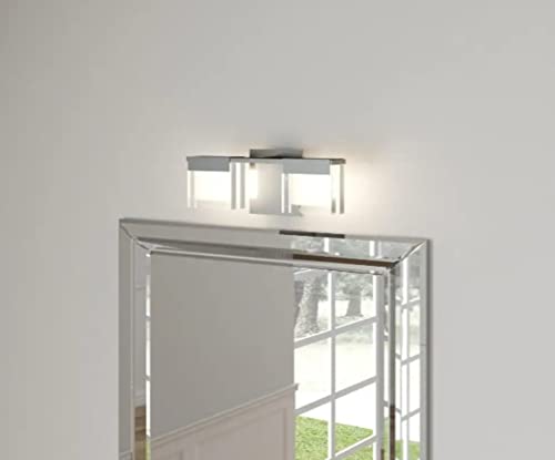 Home Decorators VICINO 2-Light Brushed Nickel Integrated LED Bathroom Vanity Light Bar