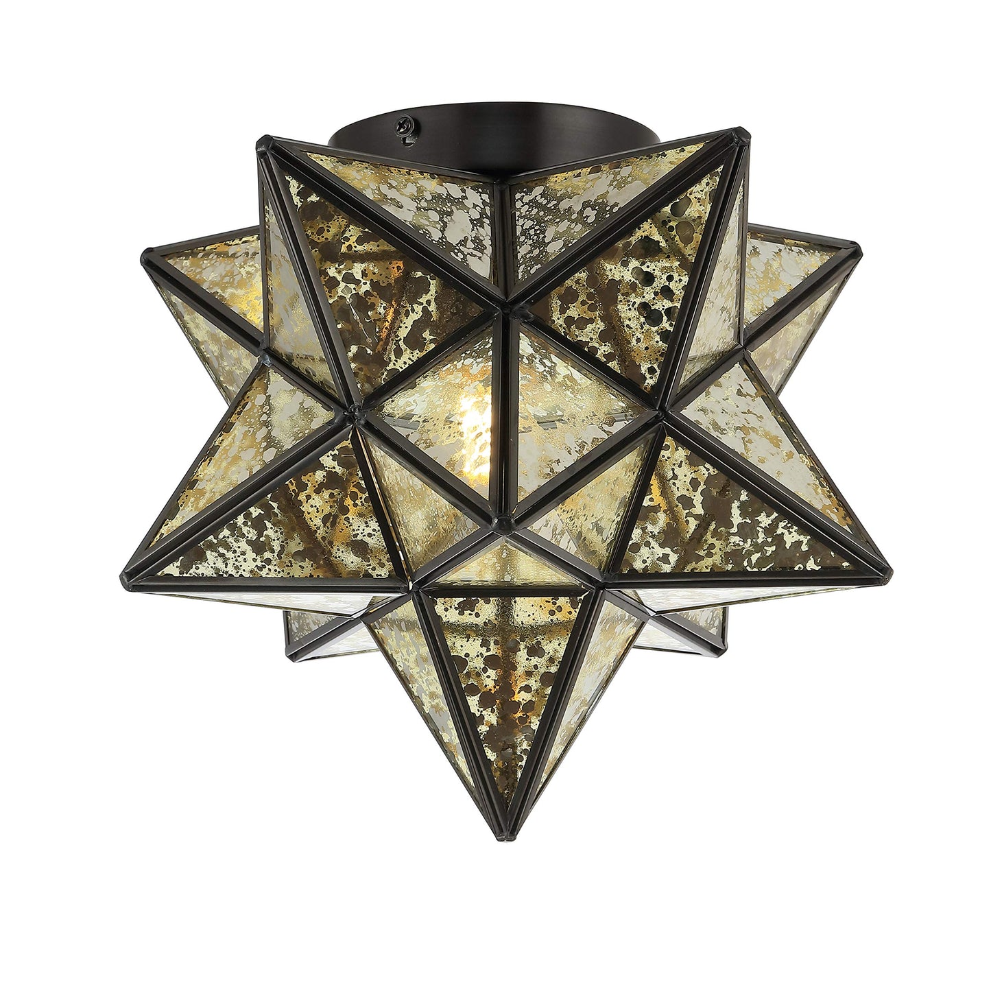 JONATHAN Y JYL9035D Stella 12" Moravian Star Metal/Glass LED Flush Mount Contemporary Dimmable, for Kitchen,Hallway,Bathroom,Stairwell, Oil Rubbed Bronze/Mercury