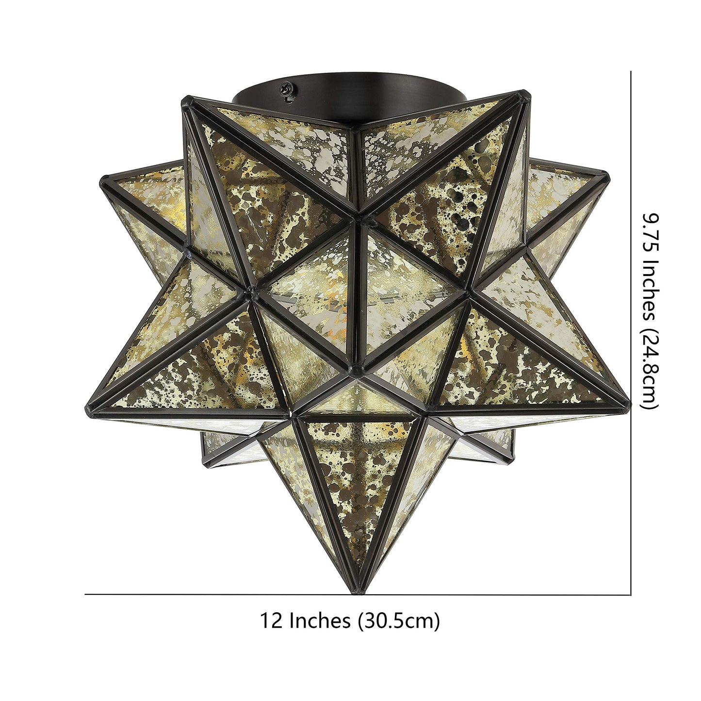 JONATHAN Y JYL9035D Stella 12" Moravian Star Metal/Glass LED Flush Mount Contemporary Dimmable, for Kitchen,Hallway,Bathroom,Stairwell, Oil Rubbed Bronze/Mercury