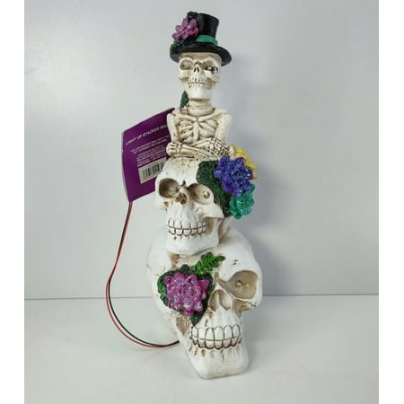 Day of the Dead Stacked Up/Light Up Skulls Tabletop Halloween Figurine Display