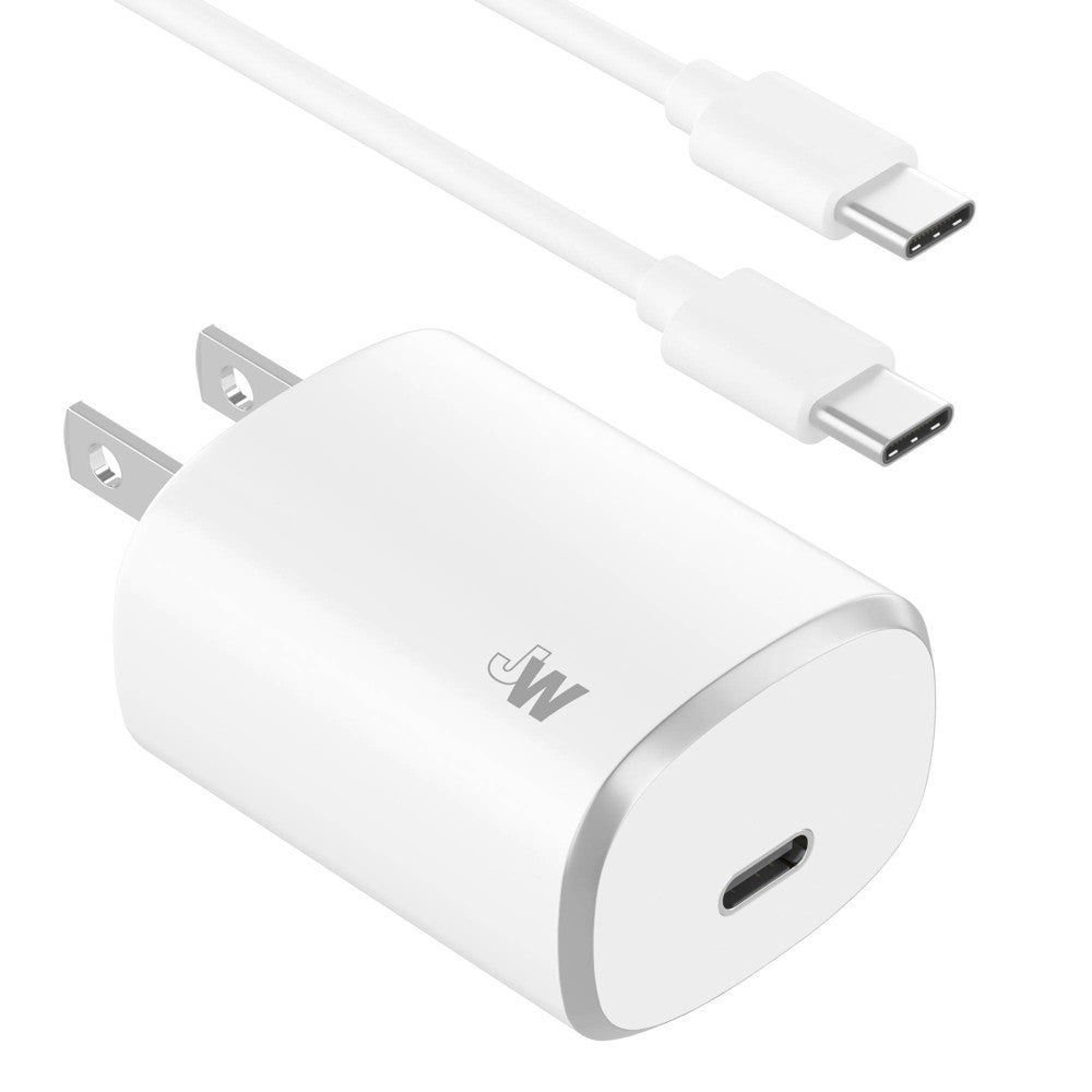 Just Wireless 20W 1-Port USB-C Home Charger with 6' USB-C to USB-C Cable - White