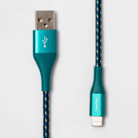 6' Lightning to USB-A Braided Cable - heyday™ Ocean Teal/Navy