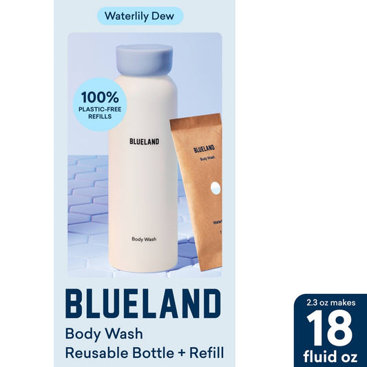 Blueland Body Wash Bottle with Refill - Water Lily Scent - 2.3oz/Makes 18 fl oz