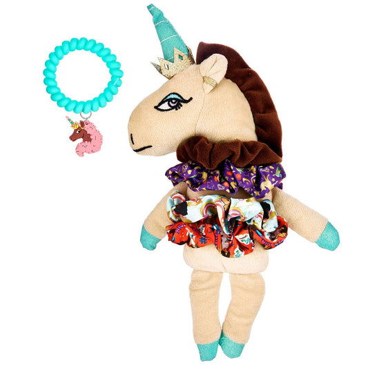 Afro Unicorn Plush with Twister & Bonus Hair Elastic Gift Set - Light - 6ct