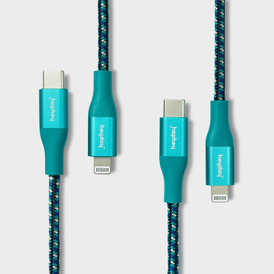 6' Lightning to USB-C Braided Cable 2pk - heyday™ Ocean Teal