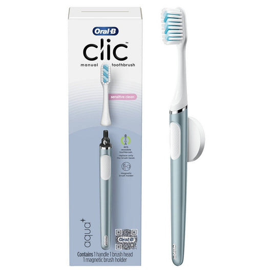 Oral-B Clic Toothbrush with Magnetic Brush Holder - Aqua - Soft