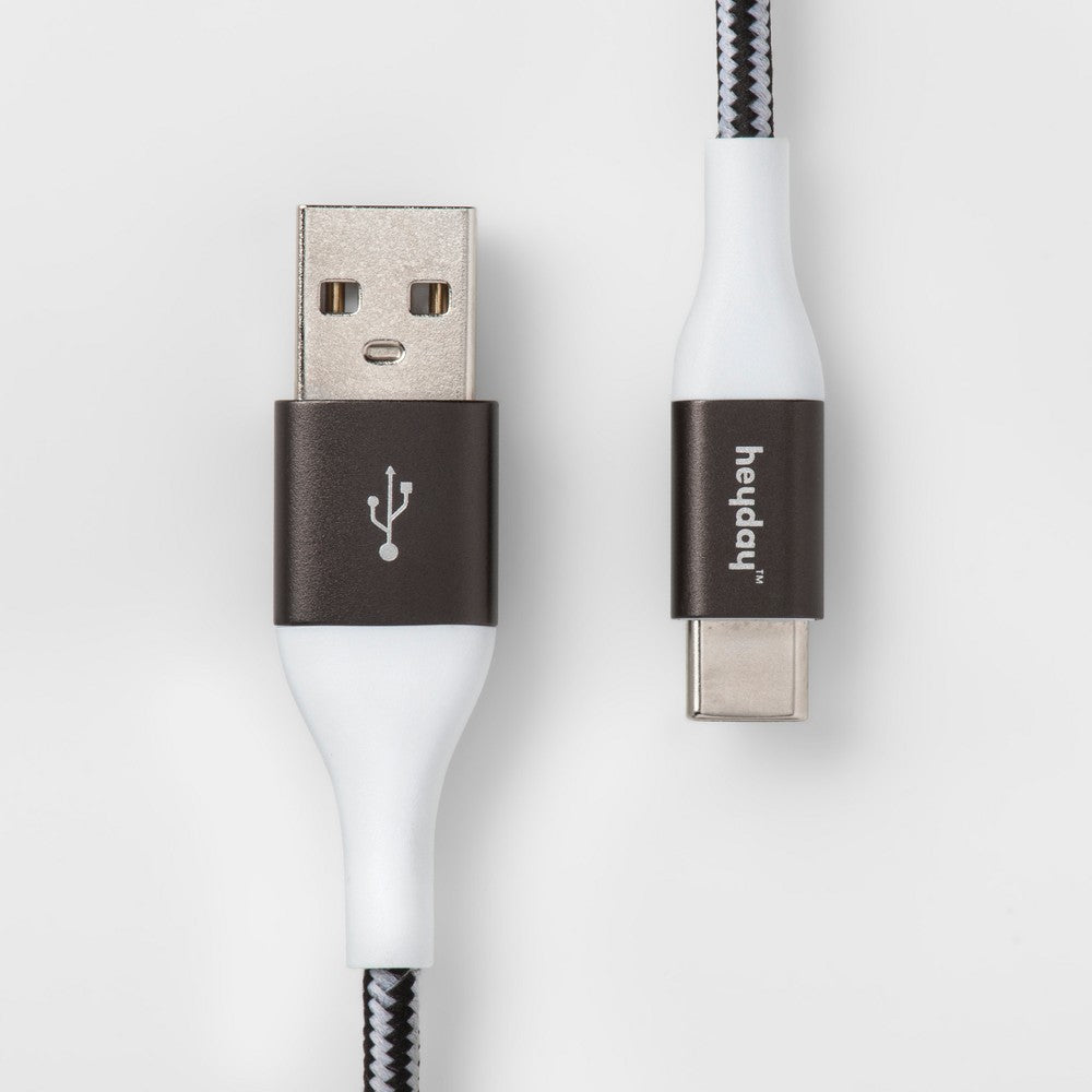 10' USB-A to USB-C Braided Cable – heyday™ Black/White/Gunmetal