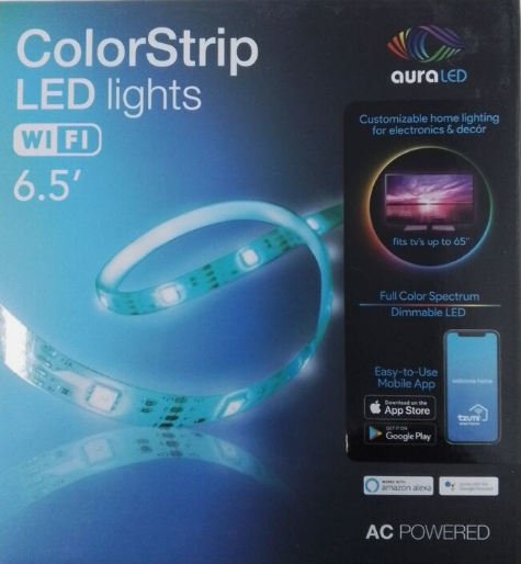 Tzumi Aura LED 10-Watt Equivalent 6.5 Ft. Wifi Enabled Smart LED Tape Light 12-Volt (1-Strip), Clear