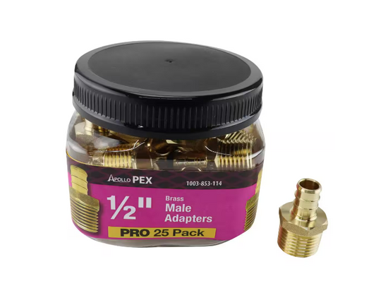 Apollo 1/2 in. Brass PEX-B Barb X Male Pipe Thread Adapter Pro Pack (25-Pack)