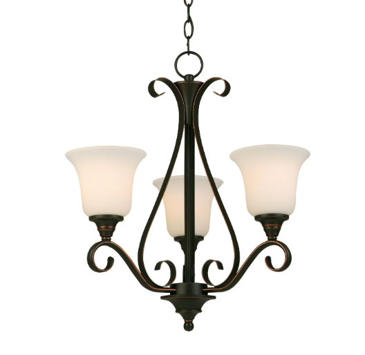 Hampton Bay 3-Light Oil Rubbed Bronze Chandelier with Frosted Shade