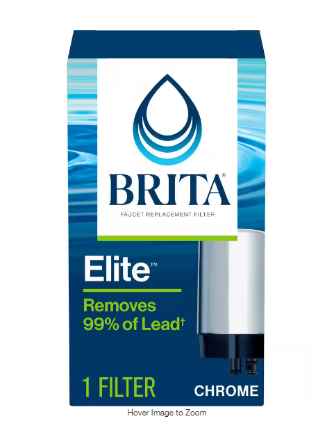 Brita Chrome Faucet Mount Tap Water Filtration System Filter Replacement Cartridge, BPA Free, Reduces Lead