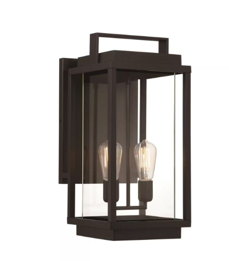 GLUCKSTEINELEMENTS Rockwell 2-Lights Black Outdoor Hardwired Transitional Wall Sconce