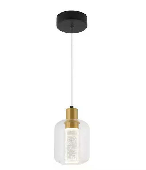 Artika Essence Globe 6.5-Watt 1 Light Black and Gold Modern Integrated Mini Pendant Light Fixture for Kitchen Island