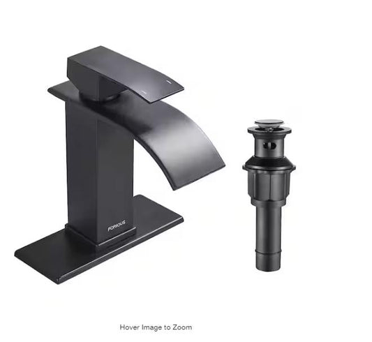 ORIOUS Single Handle Single Hole Bathroom Faucet with Drain Assembly in Black