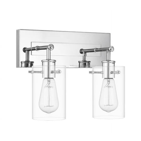 HB Regan 12.75 in. 2-Light Chrome Bathroom Vanity Light with Clear Glass Shades