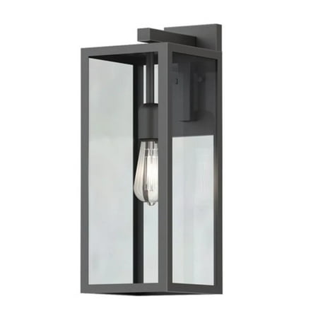 Hampton Bay Matte Black Farmhouse Outdoor 1-Light Wall Sconce with Clear Glass Shade