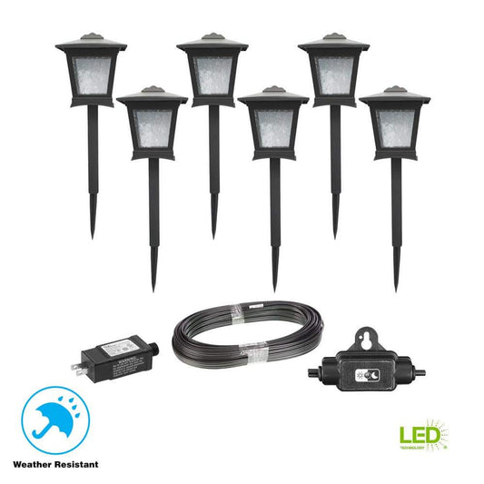 Hampton Bay HD33678BK Low Voltage Black Outdoor Integrated LED Landscape Path Light (6-Pack Kit)