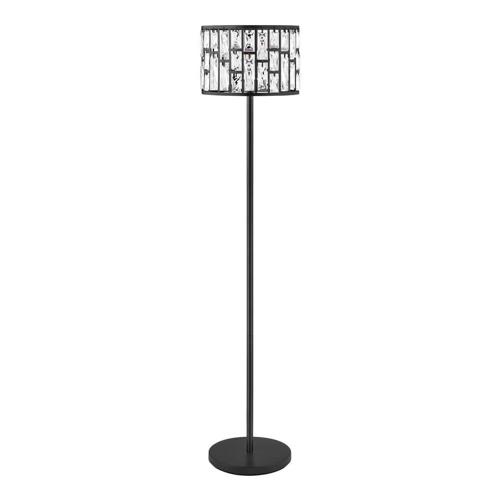 Kristella 57 in. Black Crystal Standard Floor Lamp