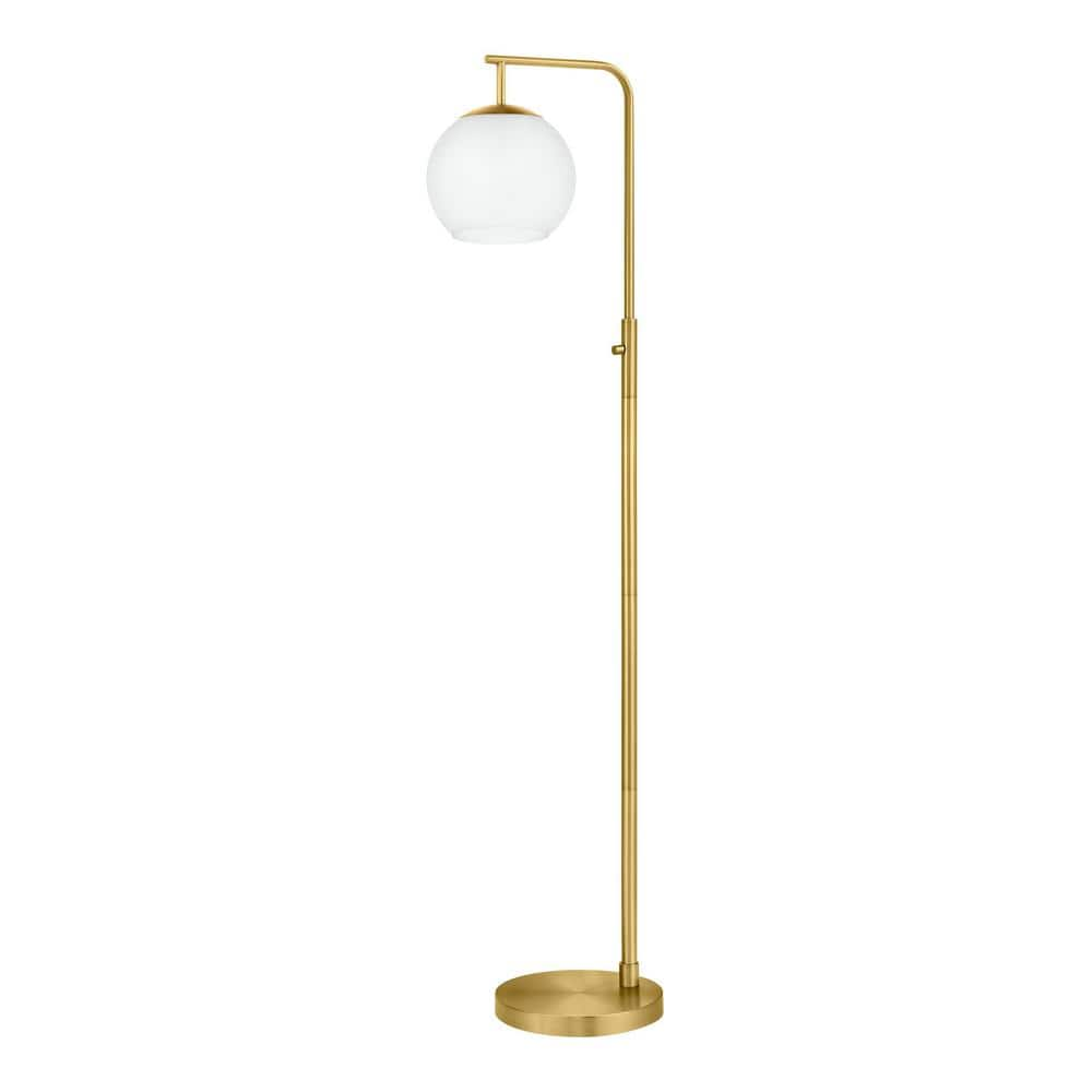 Frazier 59 in. Brass Floor Lamp with Milk Glass Shade