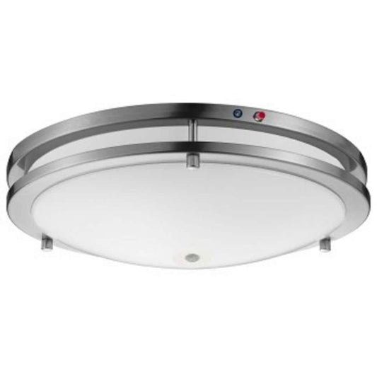 16 in. Brushed Nickel Selectable LED Flush Mount with Motion Sensor and Battery Backup