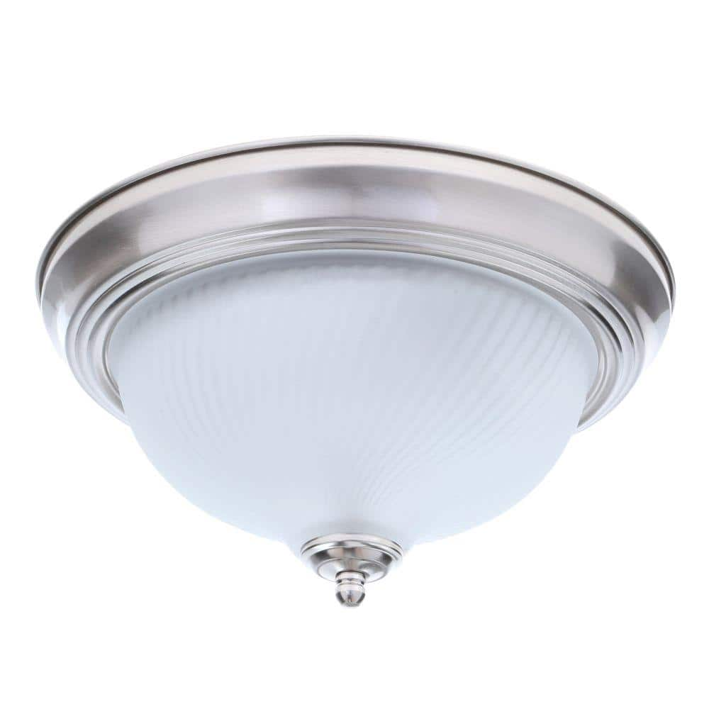 11 in. 2-Light Brushed Nickel Flush Mount