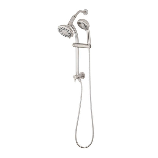 Glacier Bay 6-Spray Wall Bar Rain Can Showerhead with 6-Spray Hand Shower in Brushed Nickel