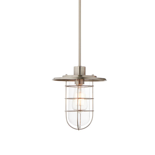 Home Decorators Collection 1-Light Brushed Nickel Fisherman Style Mini Pendant