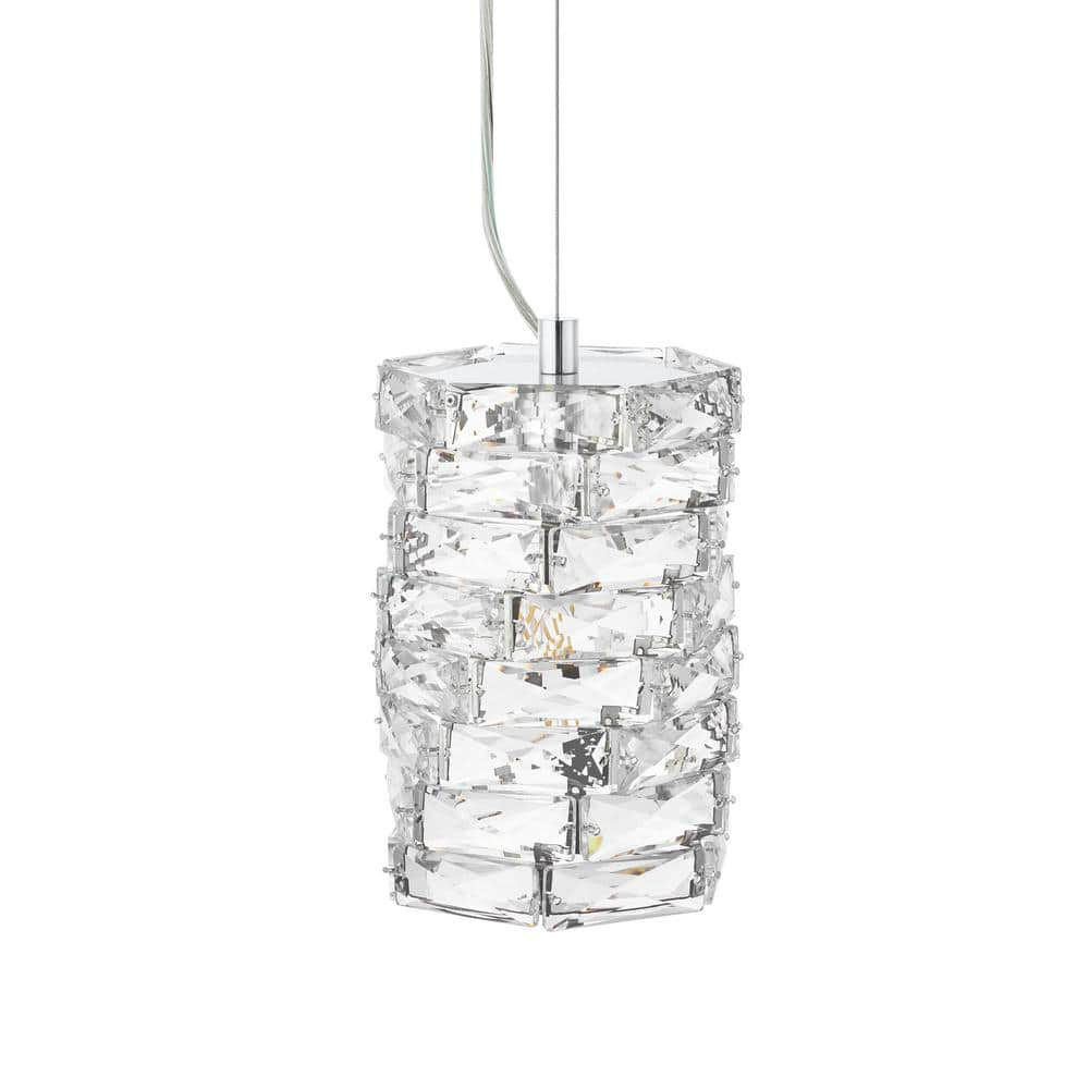 Keighley 1-Light Chrome and Crystal Mini Pendant Light Fixture