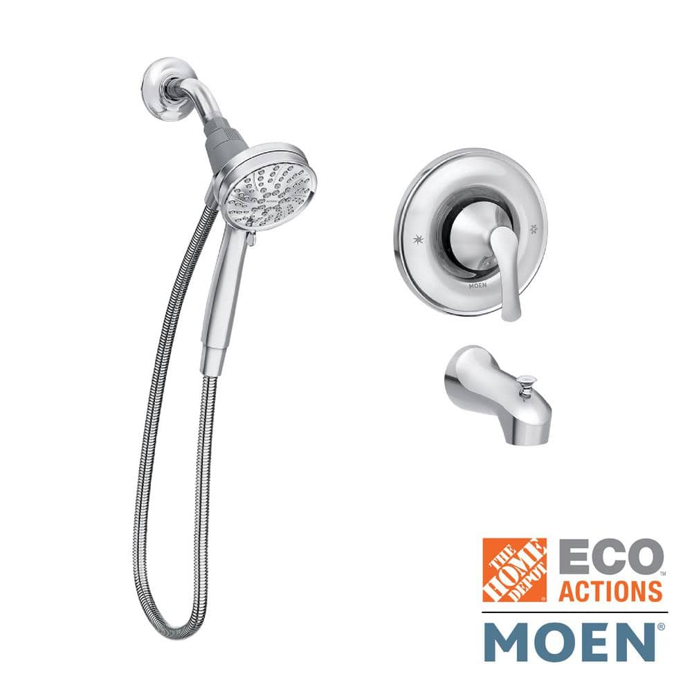 MOEN Darcy with Magnetix Single-Handle 6-Spray 3.75 in. Tub and Shower Faucet in Chrome (Valve Included)  Grey