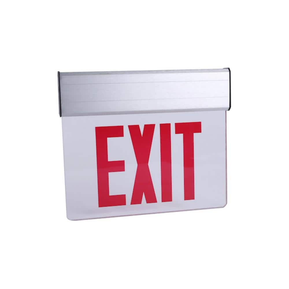 EXIT SIGN 120-Volt to 277-Volt with Ni-Cad 4.8-Volt Edge Lit Integrated LED Red Exit Sign