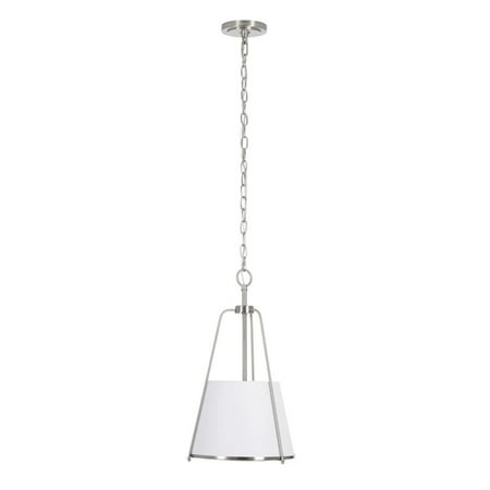 Alsy 1-Light Brushed Nickel Oversized Caged Mini Pendant with Linen Shade