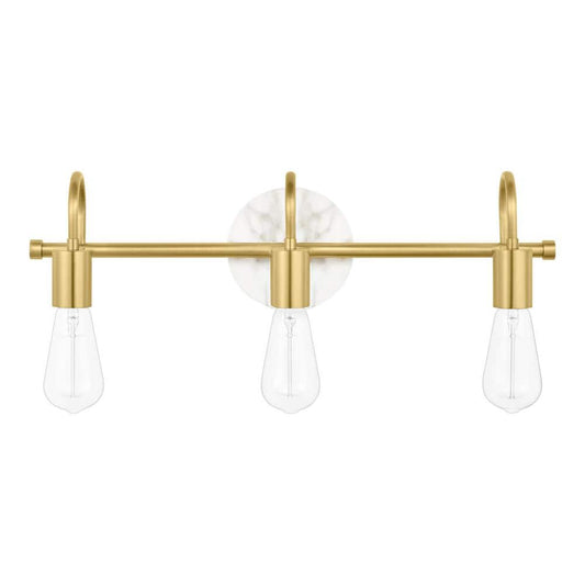 Hensley 21 in. 3-Light Gold and Faux Marble Bathroom Vanity Light Fixture