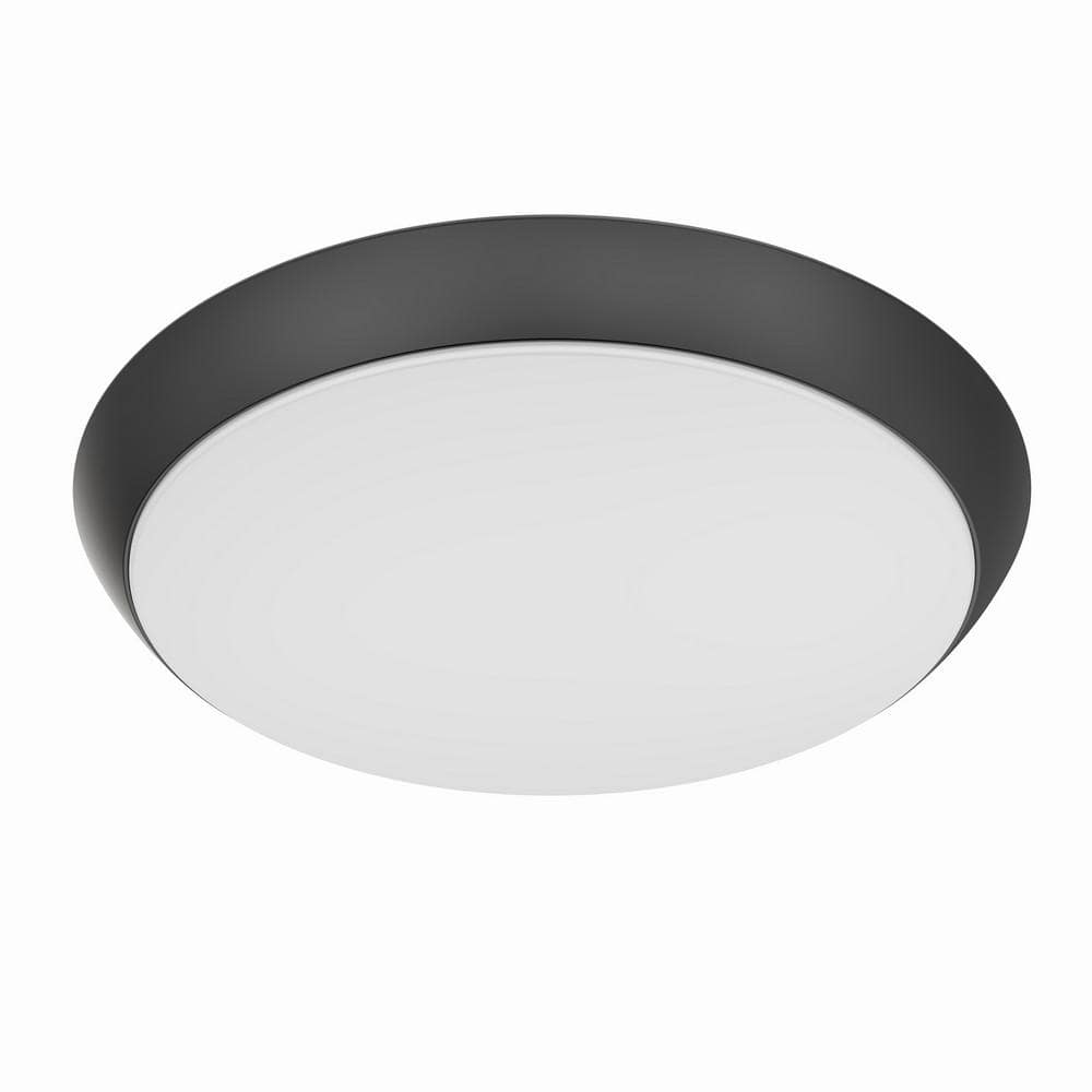 11 in. Matte Black Integrated LED Dimmable Selectable CCT Flush Mount Indoor Ceiling Light