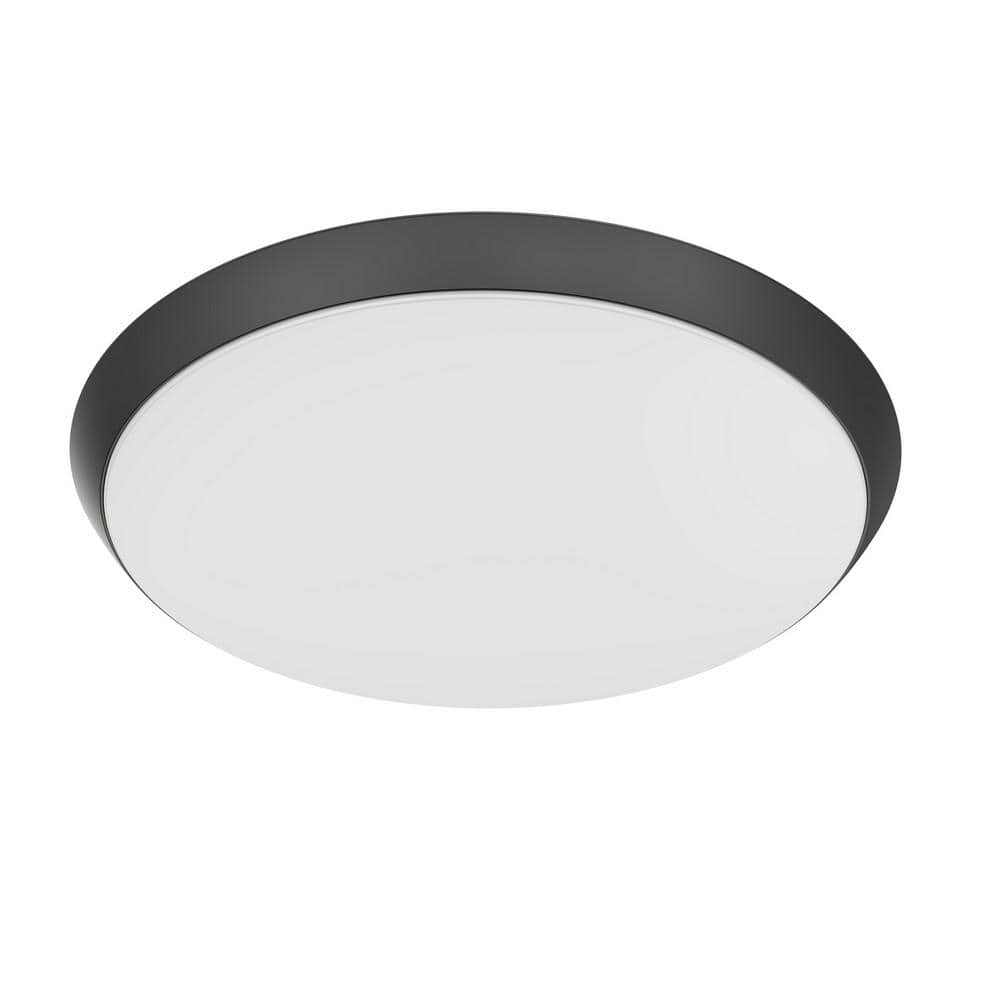 15 in. Matte Black Integrated LED Dimmable Selectable CCT Flush Mount Indoor Ceiling Light