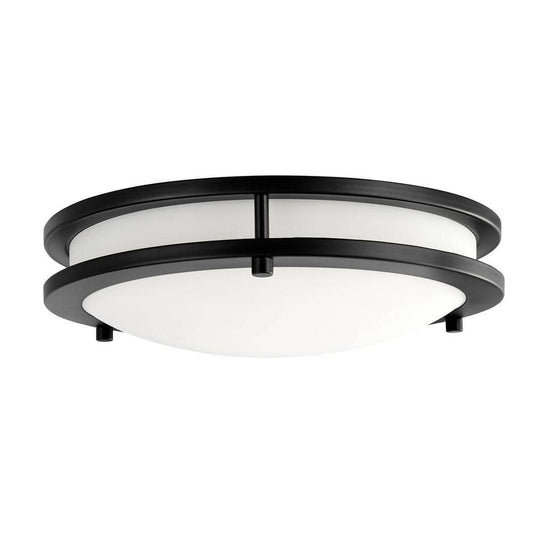 HAMPTON BAY Flaxmere 12 in. Matte Black Dimmable Integrated LED Flush Mount