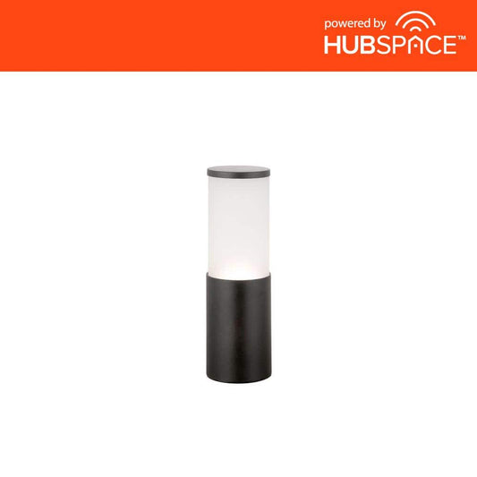 Hartford Low Voltage Millennium Black LED Smart Outdoor Bollard Light with Frosted Glass Shade Powered by Hubspace