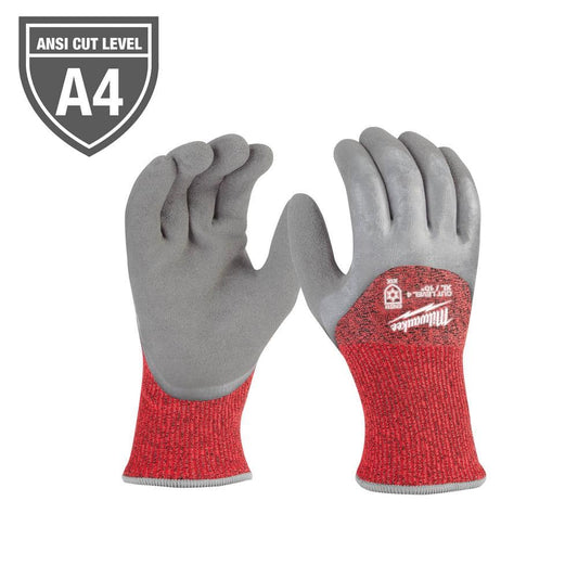 X-Large Gray Latex Level 4 Cut Resistant Insulated Winter Dipped Work Gloves