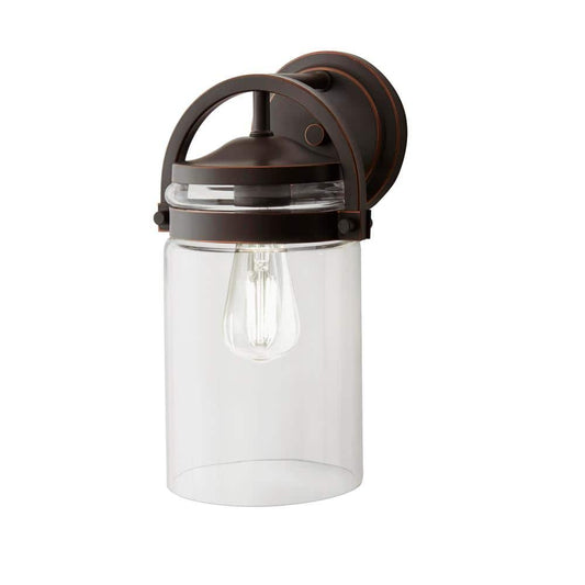 Kinsley 12 in. 1-Light Oil Rubbed Bronze Outdoor Wall Lantern Sconce