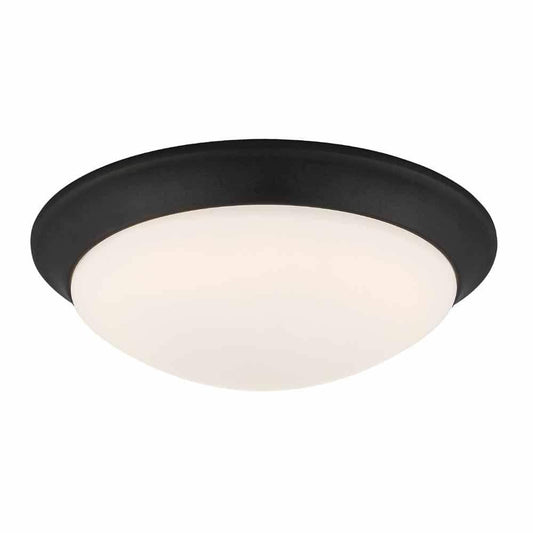 Stetson 11 in. 1-Light Satin Bronze Integrated LED Selectable CCT Ceiling Flush Mount with Frosted White Glass Diffuser