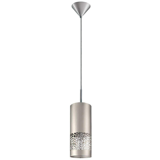 Hensley 4.75 in. W x 11 in. H 1-Light Satin Nickel Mini Pendant with Metal Cylinder Shade