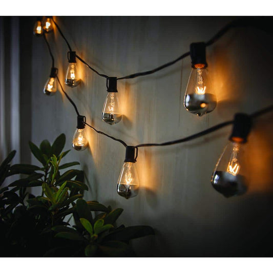 10-Light 11 ft. Indoor/Outdoor Plug-In ST38 Incandescent Bulb String Light with Silver Bottom