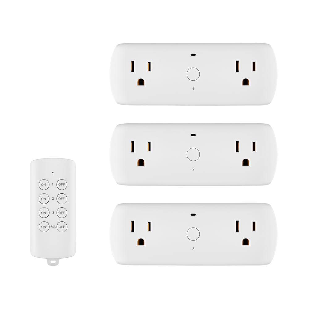 Wireless Indoor Remote Control AC/DC Adapter, White(3-Pack)