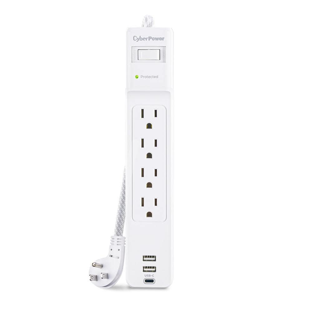 5 ft. 2 USB-A, 1 USB-C 1500J 4-Outlet Surge Protector