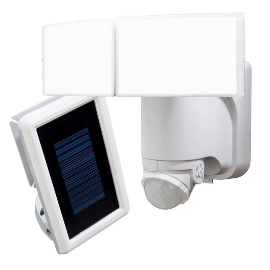 180 Degree Integrated LED Solar Powered Two Head White Outdoor Flood Light